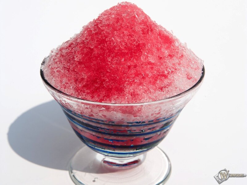 red shaved ice dessert