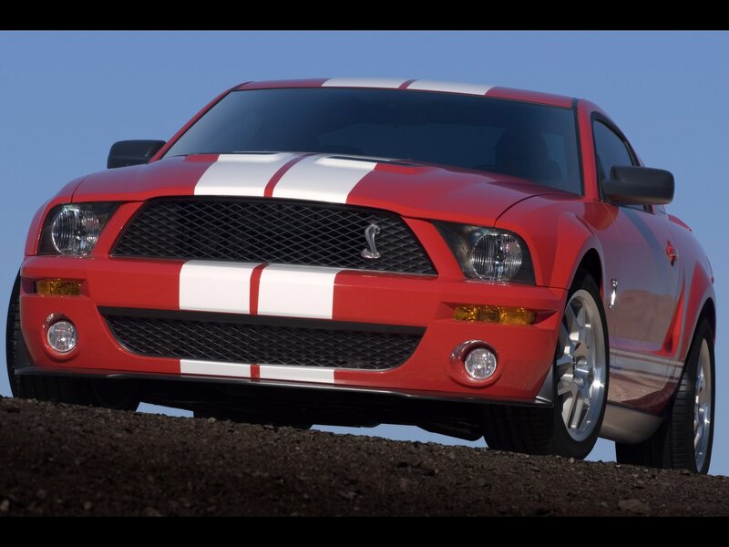 Red Shelby Mustang — Dramatic, Photograph, Car, Stripes, Sky