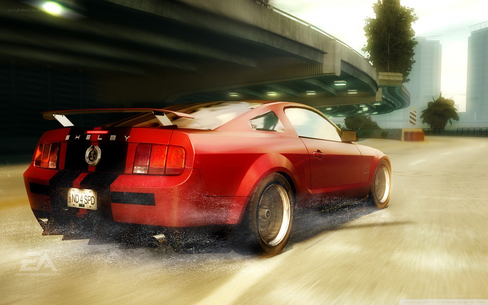 red shelby mustang drifting