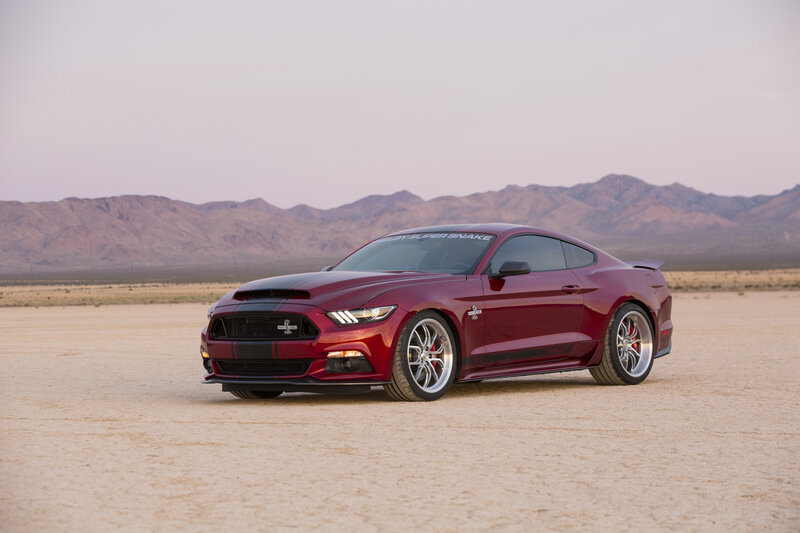 Red Shelby Mustang in desert