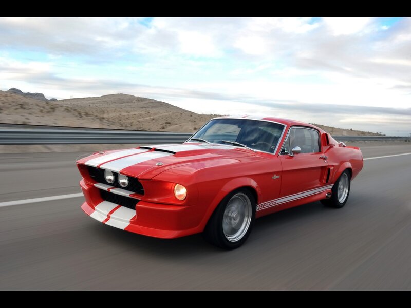 Red Shelby Mustang on highway