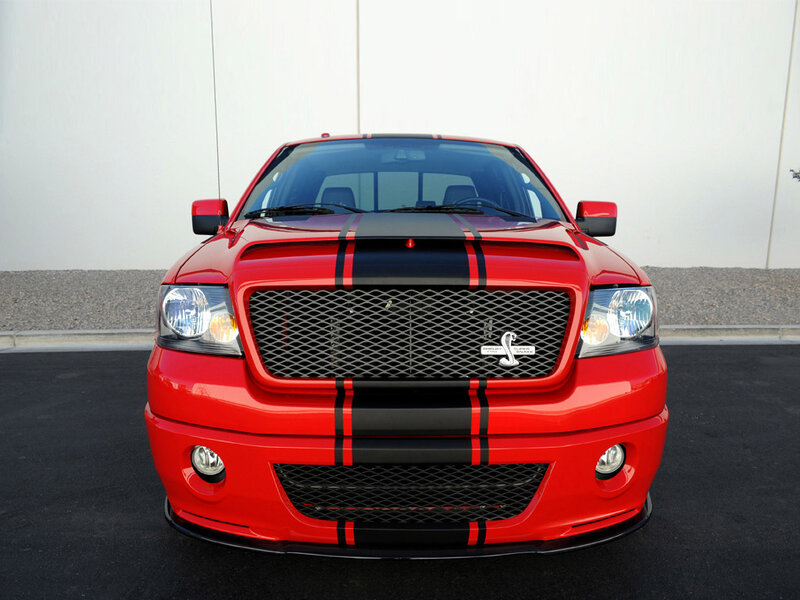 red shelby truck with stripes