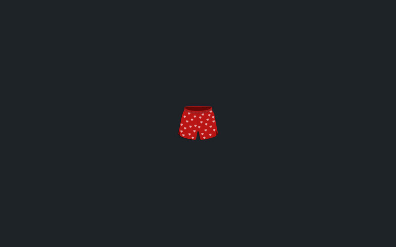 red shorts with heart pattern