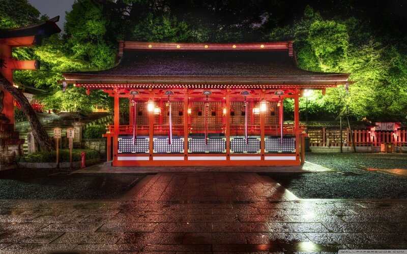 Red Shrine at Night