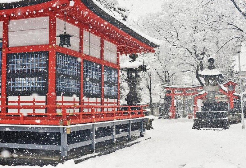 Red Shrine in Snow
