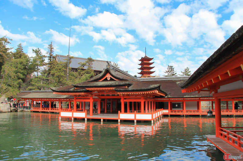 Red Shrine on Water — Serene
