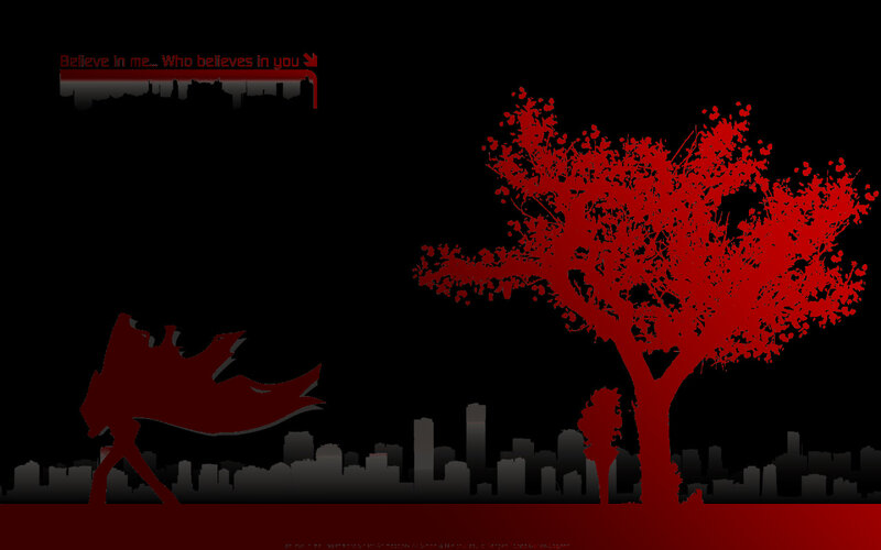 Red silhouette cityscape