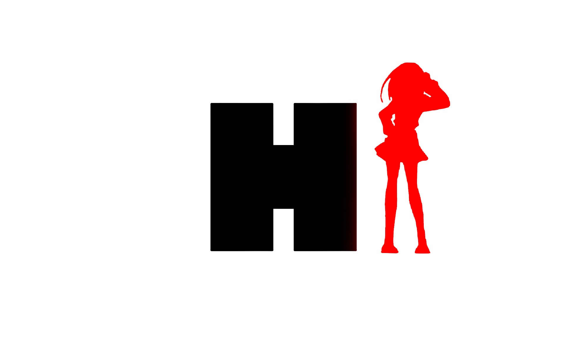 red silhouette next to black H