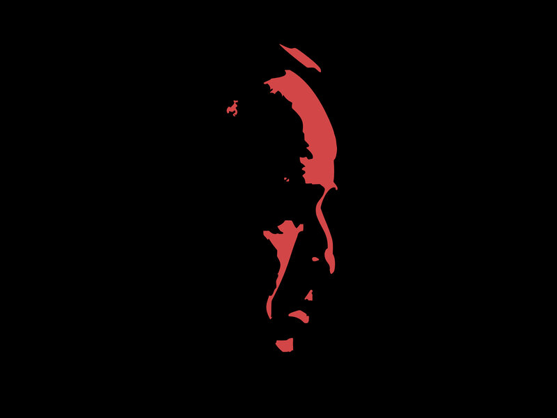 Red silhouette of a man's face