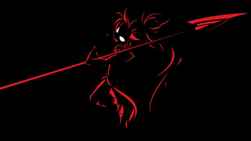 Red Silhouette of Warrior