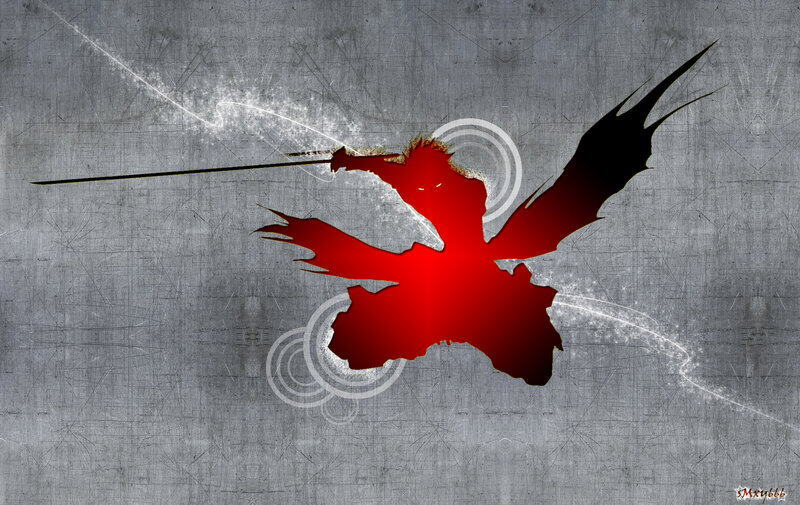 red silhouette warrior with sword