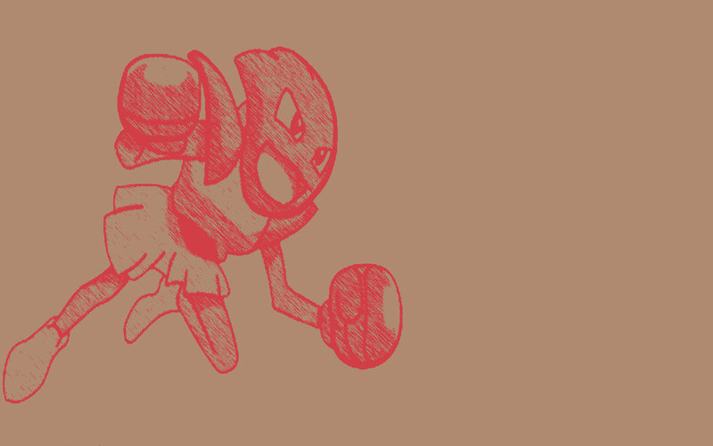 red sketch of a character