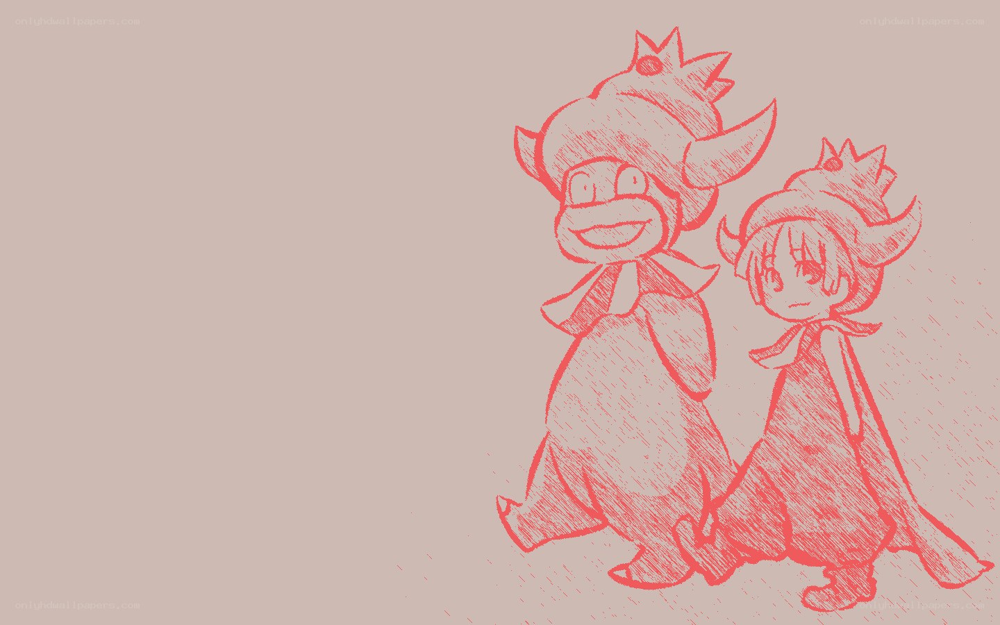 red sketch of two characters