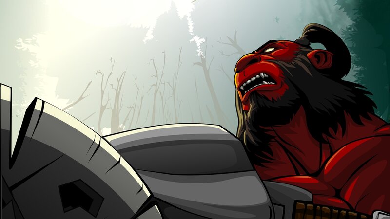 Red-skinned Monster in Forest