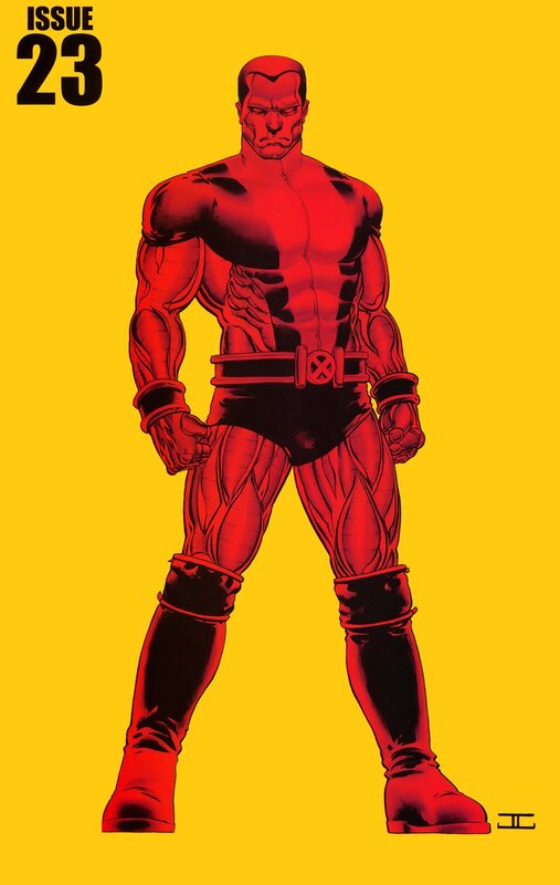 Red-skinned Superhero — Yellow, Dramatic
