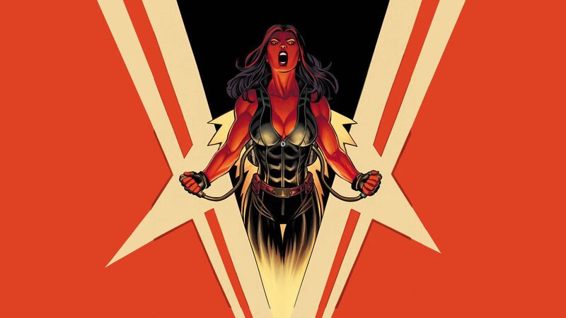 Red-skinned Woman in Suit — Red