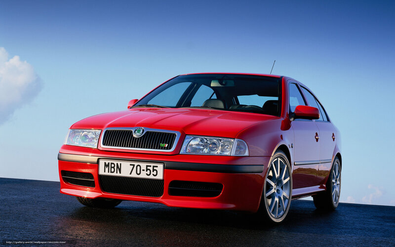 Red Skoda Octavia — Dramatic