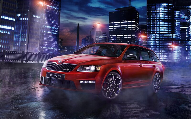 Red Skoda Octavia Rs — Dramatic