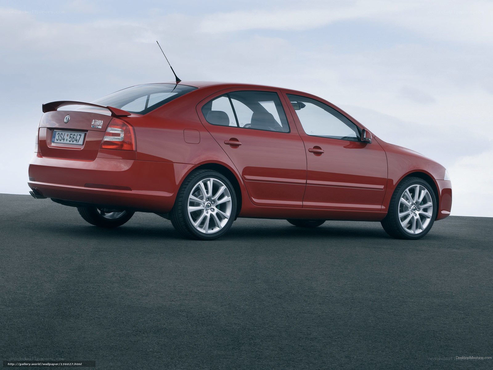 Red Skoda Octavia sedan
