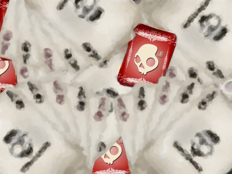 red skull cards on white background