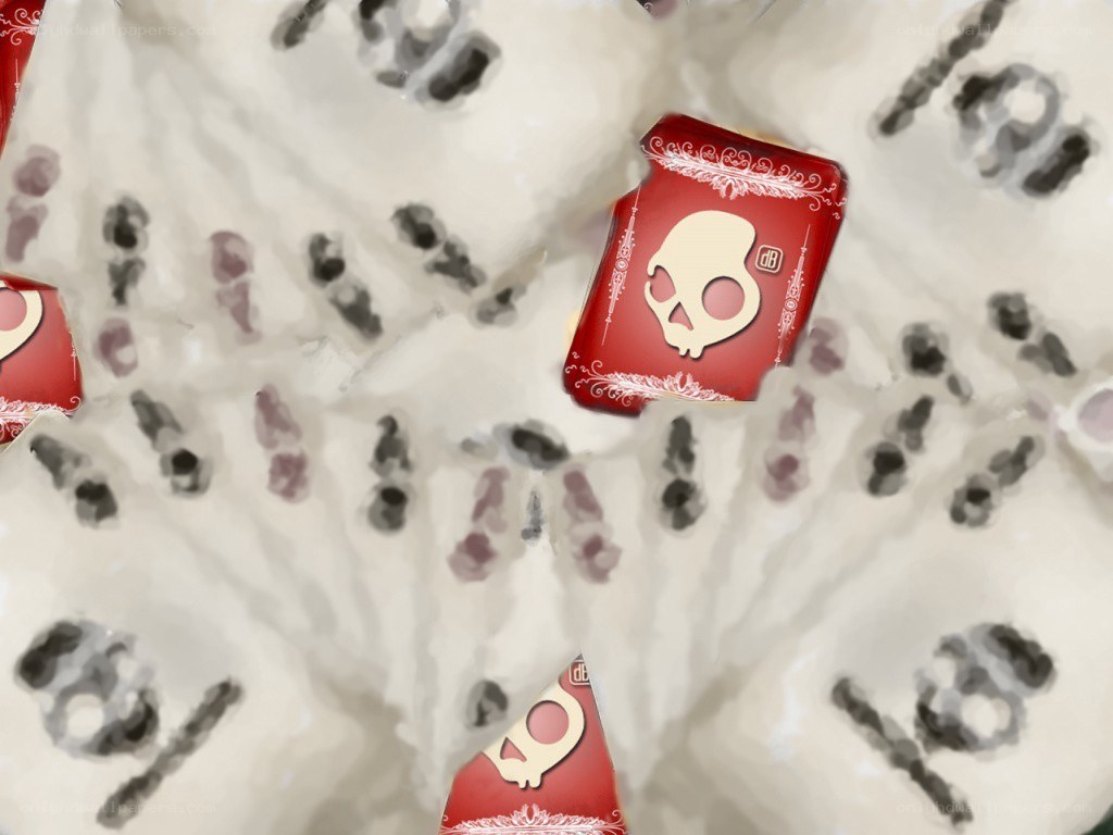 red skull cards on white background