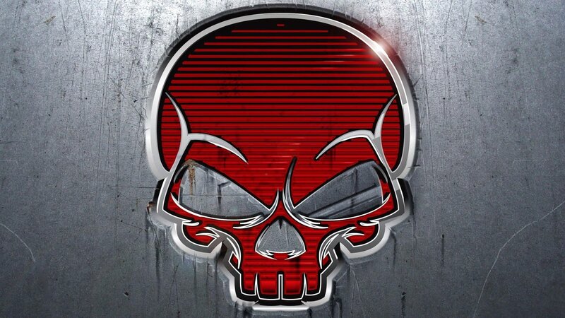 Red Skull Logo — Aggressive, Digital Art, Metal Surface, Glow