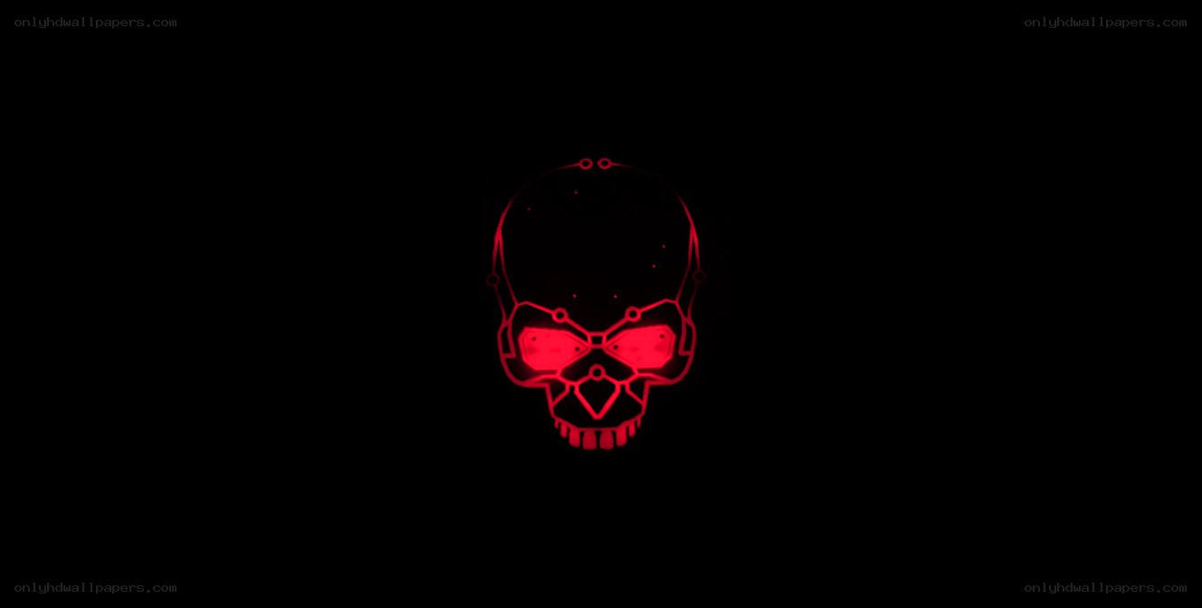 red skull logo on black