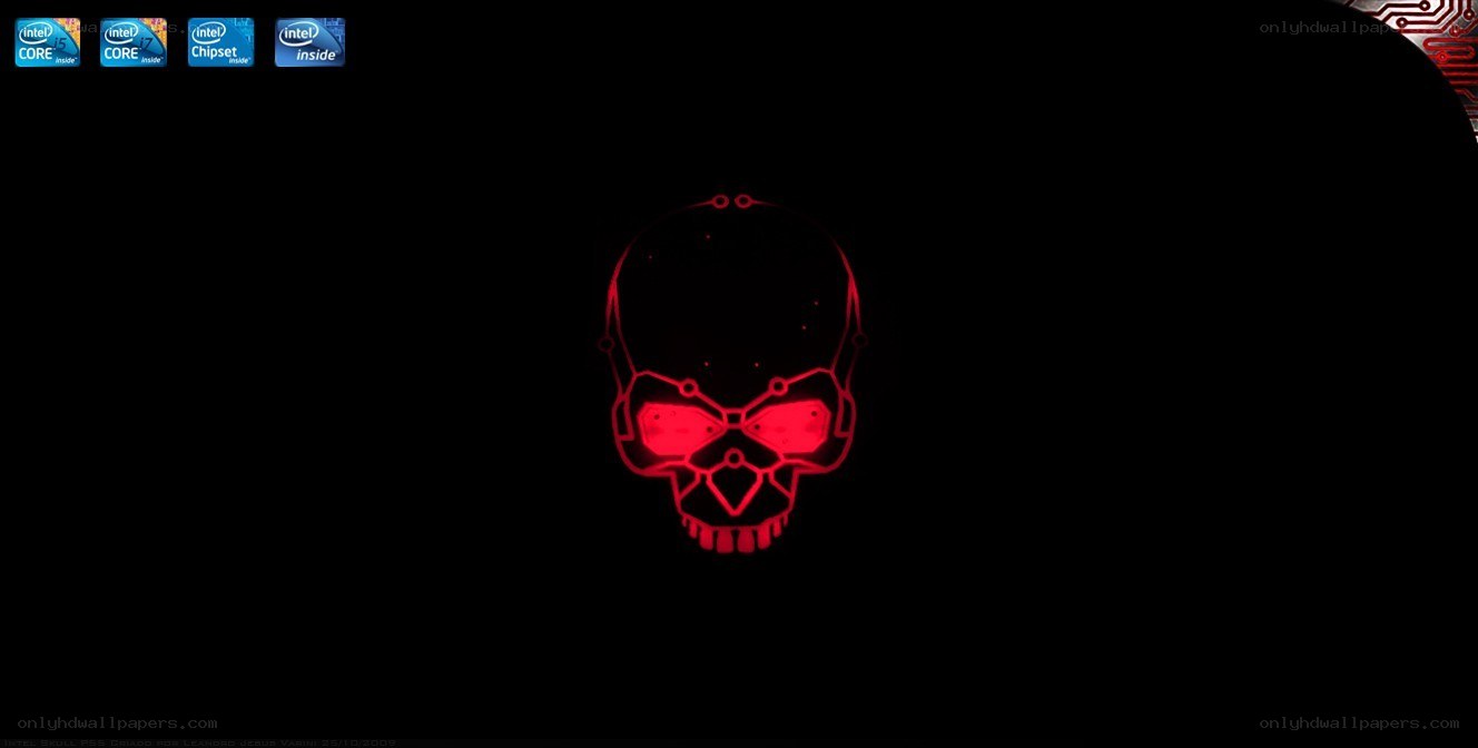 red skull logo on black