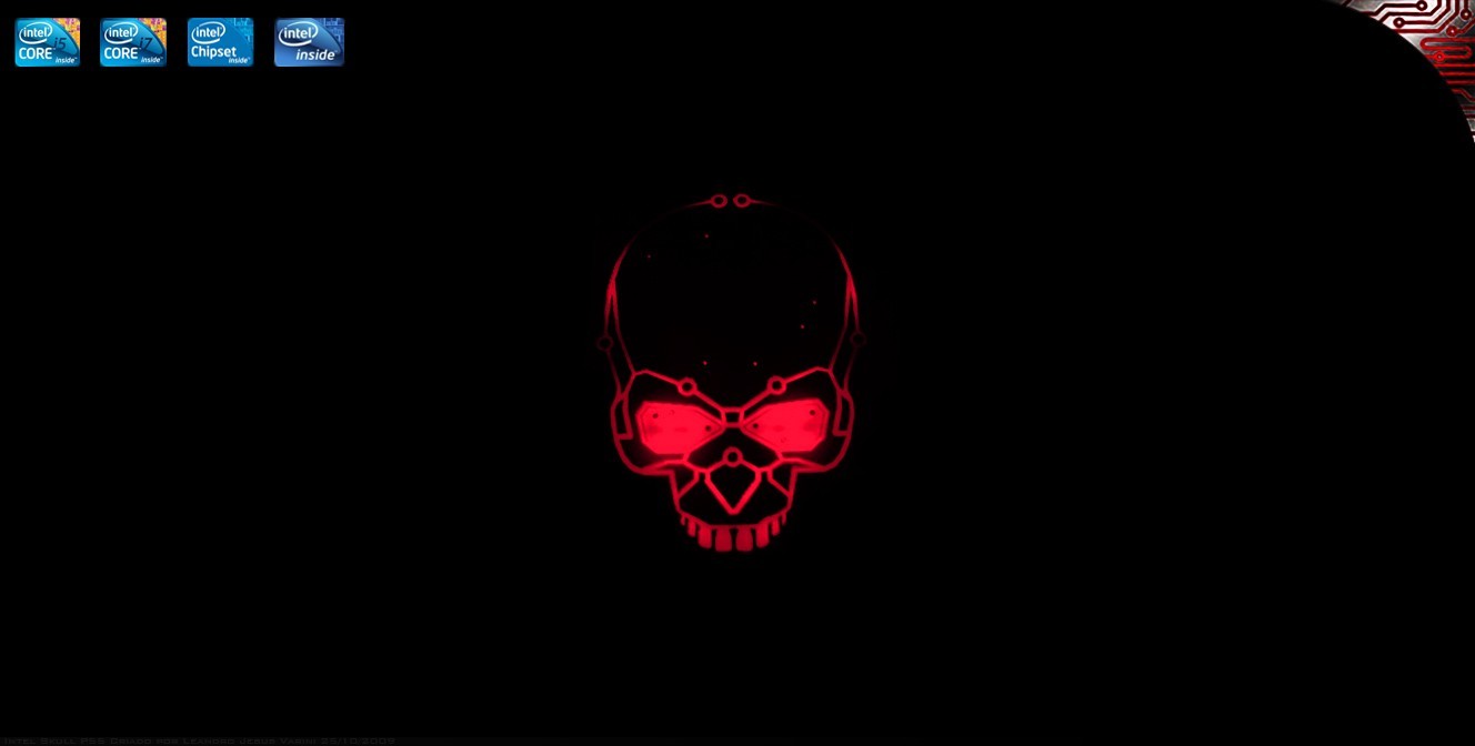 red skull logo on black