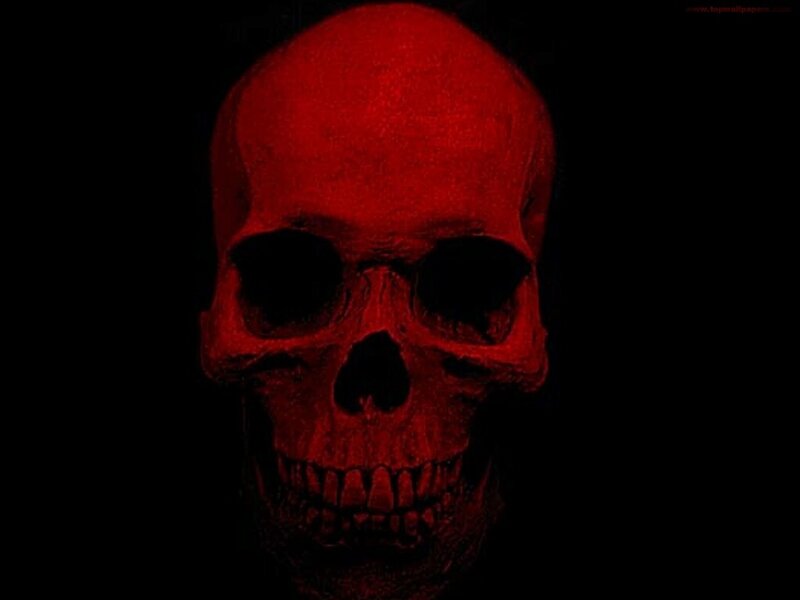 red skull on black background