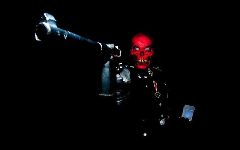 Red skull soldier with weapon