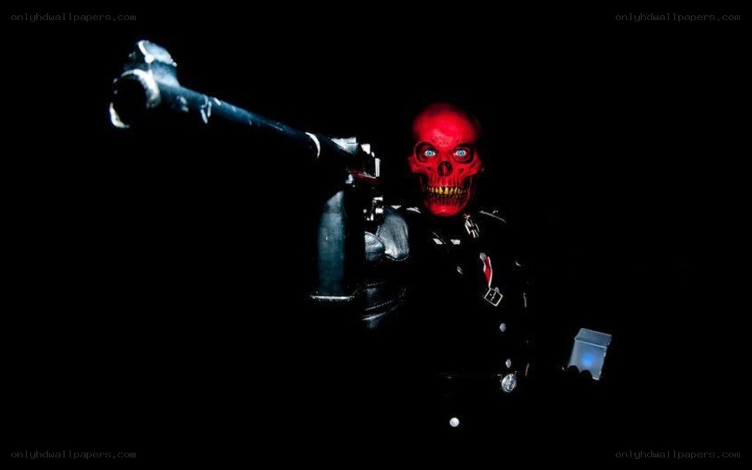 Red skull soldier with weapon