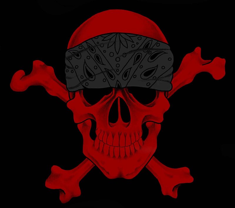 red skull with bandana