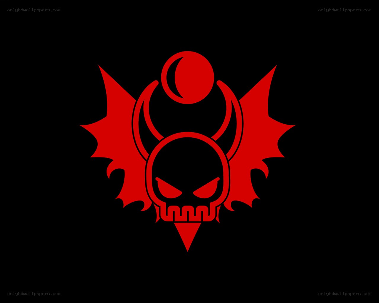 red skull with horns and wings