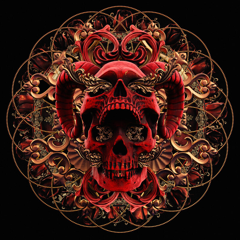 Red Skull with Horns