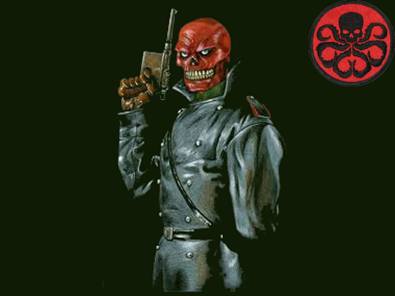 Red-skulled Figure Holding Gun