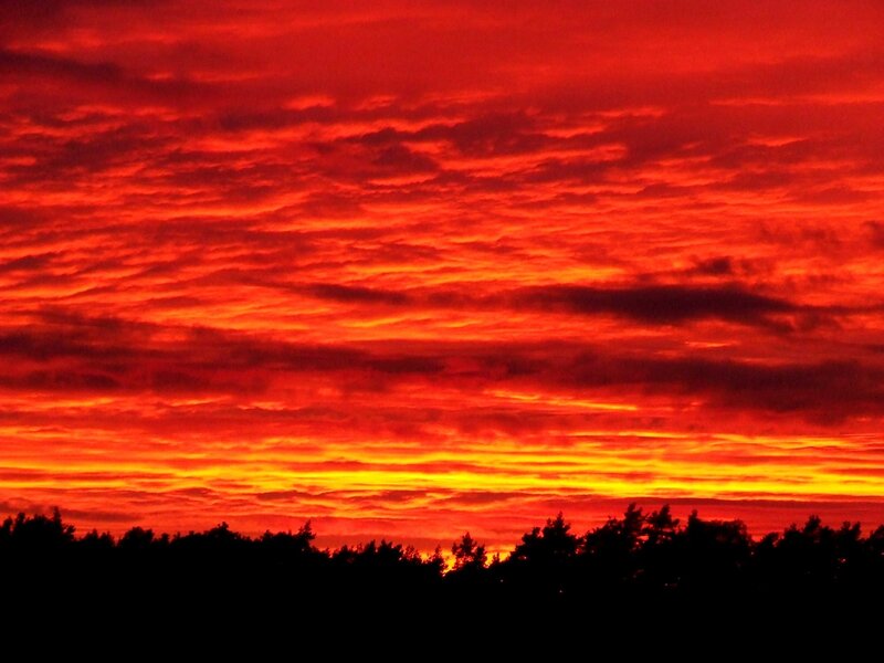 Red Sky at Sunset — Dramatic, Photograph, Clouds