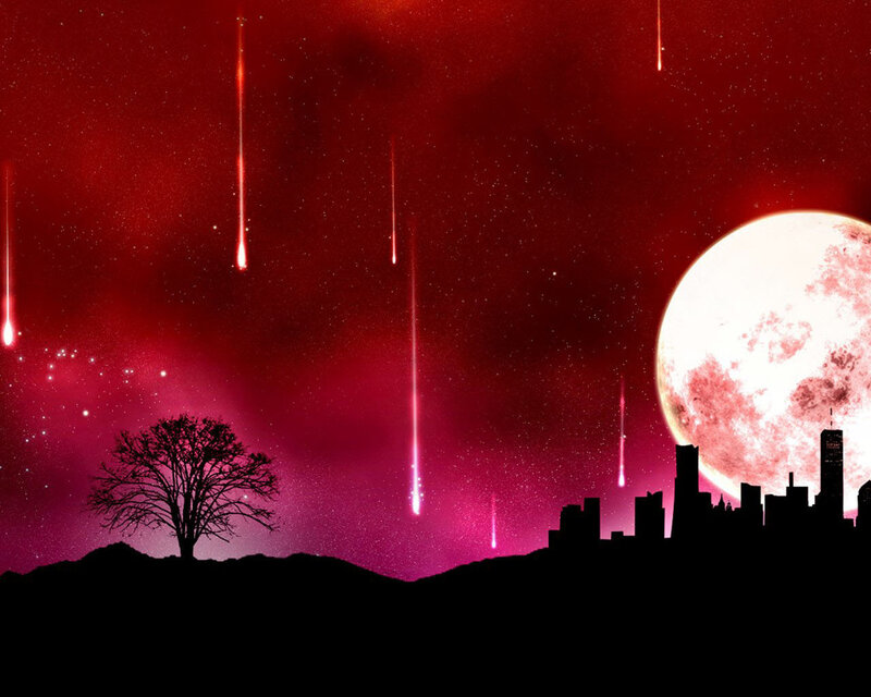 Red sky meteor shower