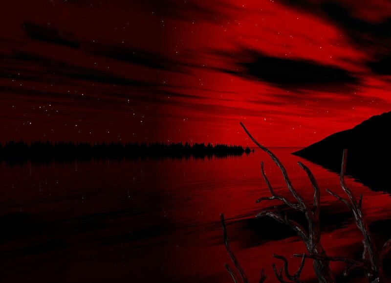 Red Sky over Lake — Dramatic, Night
