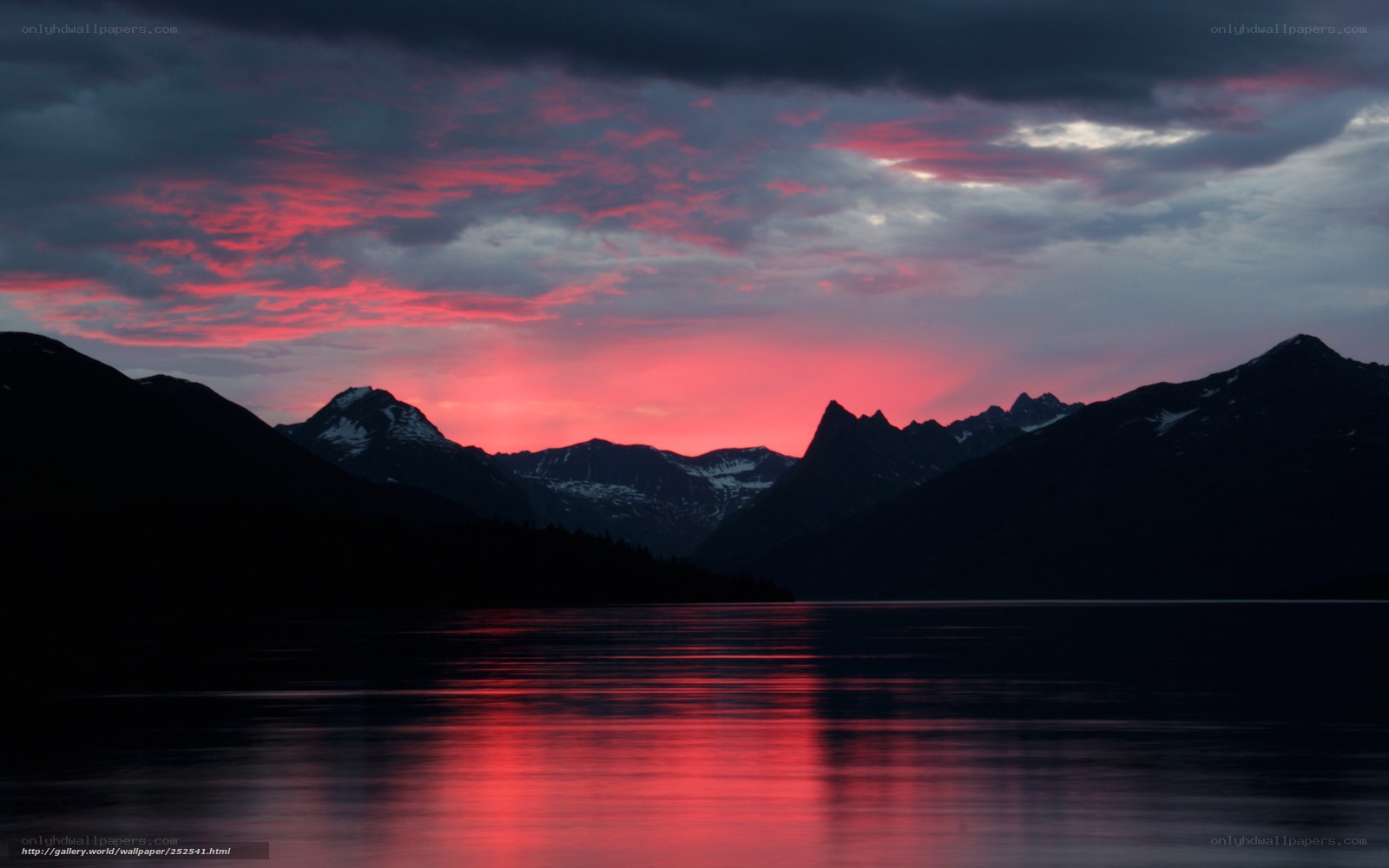 Red Sky Over Mountain Lake