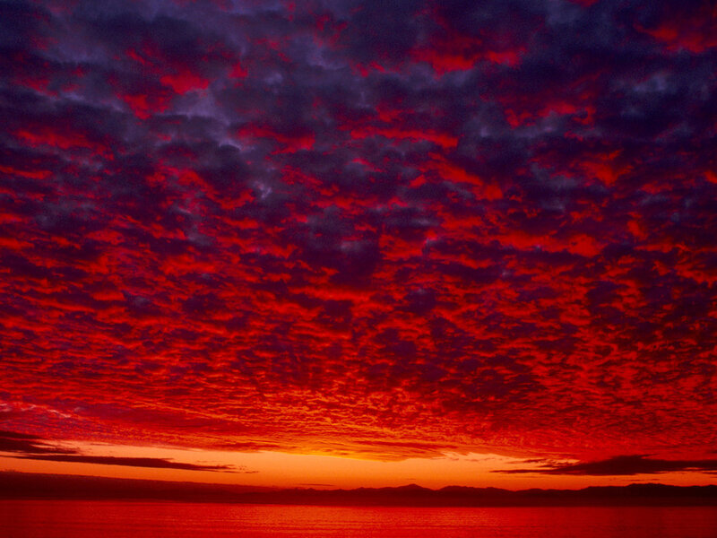 Red Sky over Water — Dramatic, Sunset
