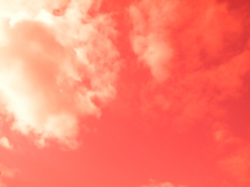 red sky with clouds