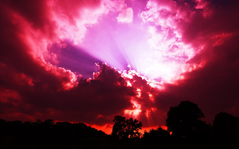 Red Sky with Sunbeams