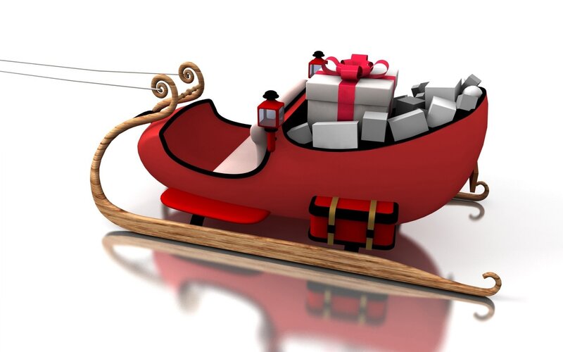 Red Sleigh with Gifts