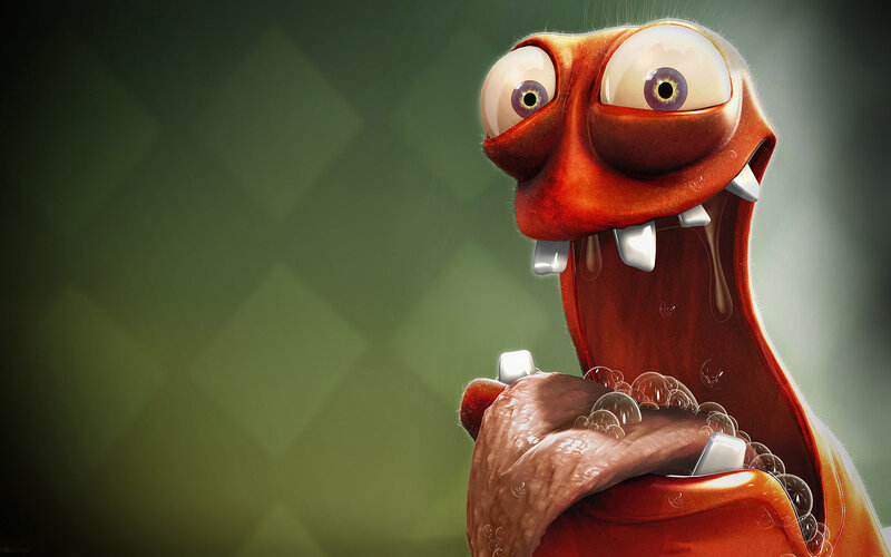 Red Slug-like Creature — Comical, 3d Render