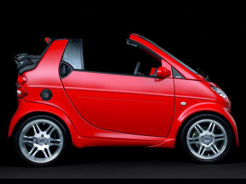 Red smart car convertible