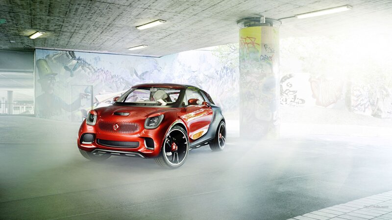 Red Smart Car — Dramatic