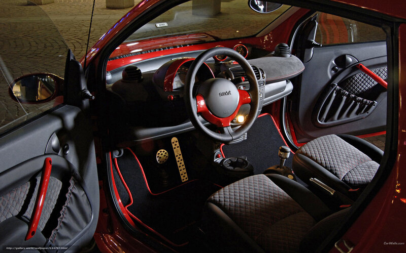 red smart car interior