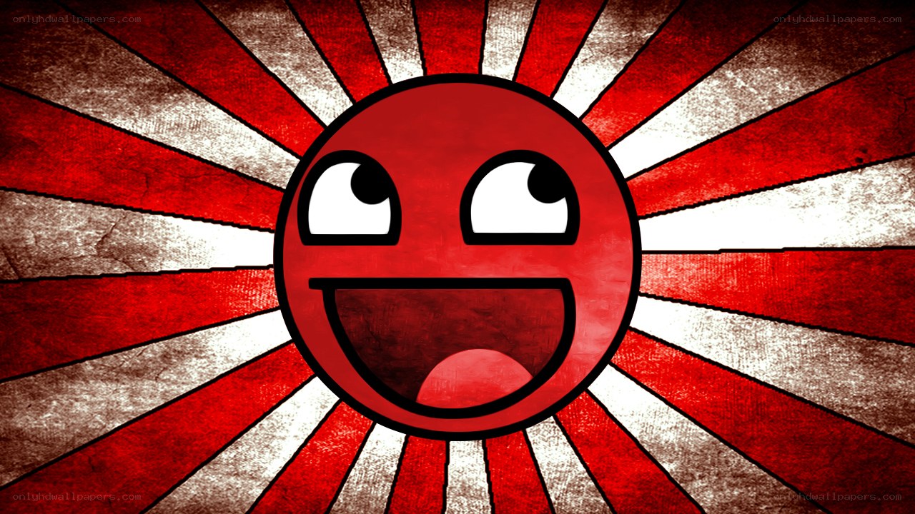 red smiley face on sunburst