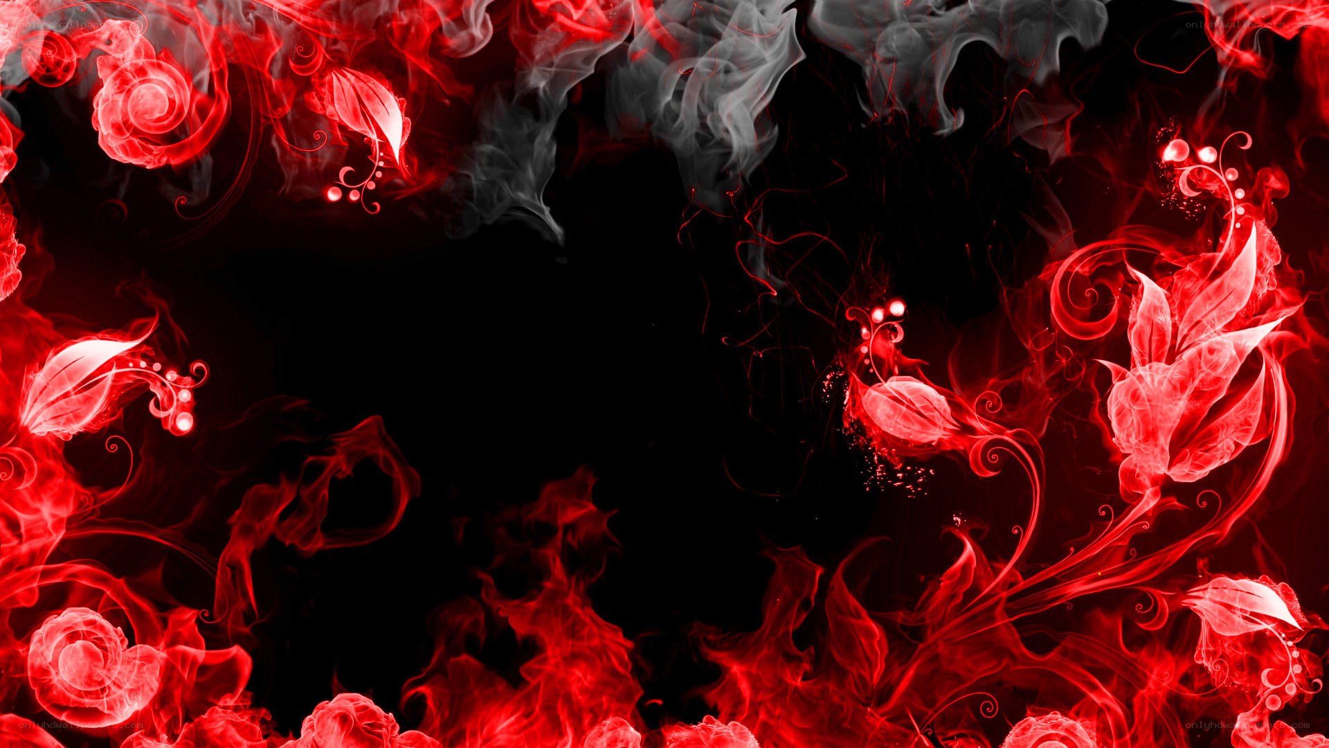 Red smoke floral design